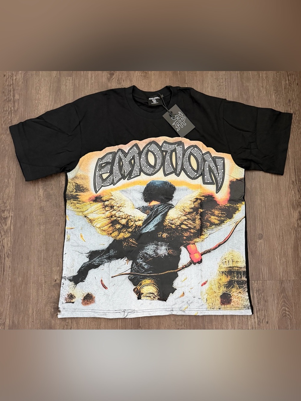 Philipp Plein Black Graphic 'EMOTION' Angel Tee